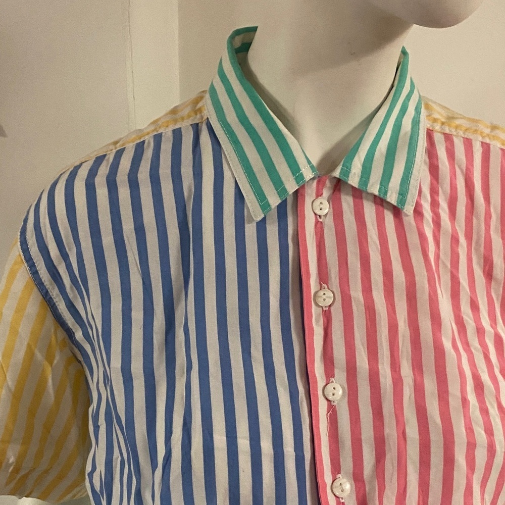 Liz Wear 90s Striped Multicolor Button-Up Shirt - Picture 3 of 7